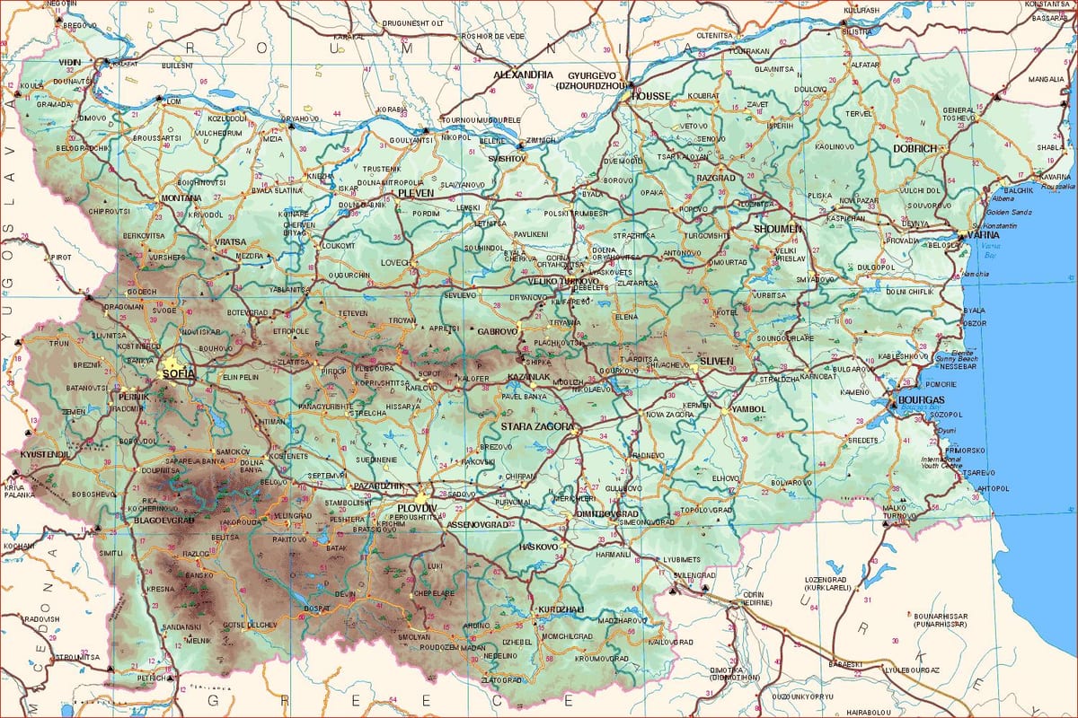 नक्शे के बल्गेरियाई तट