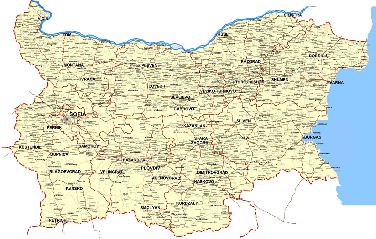 बुल्गारिया देश का नक्शा