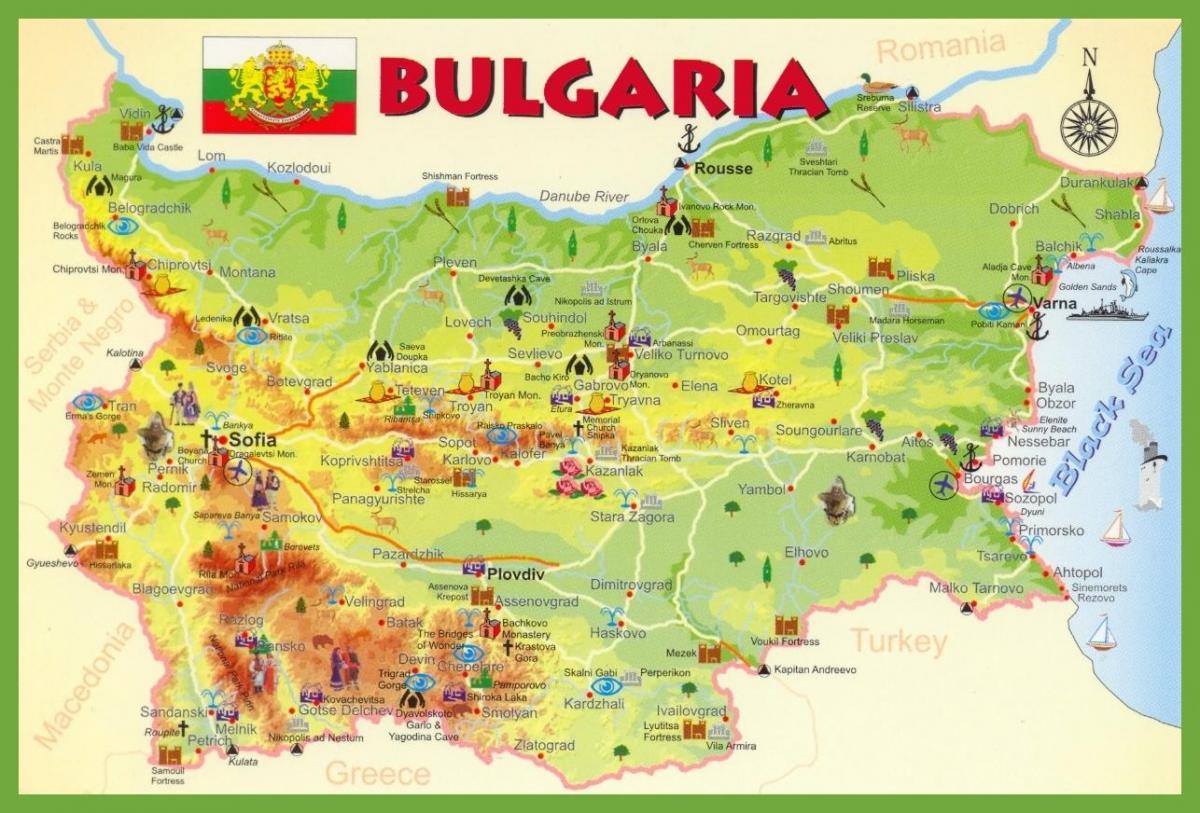 बुल्गारिया पर्यटन स्थलों का नक्शा