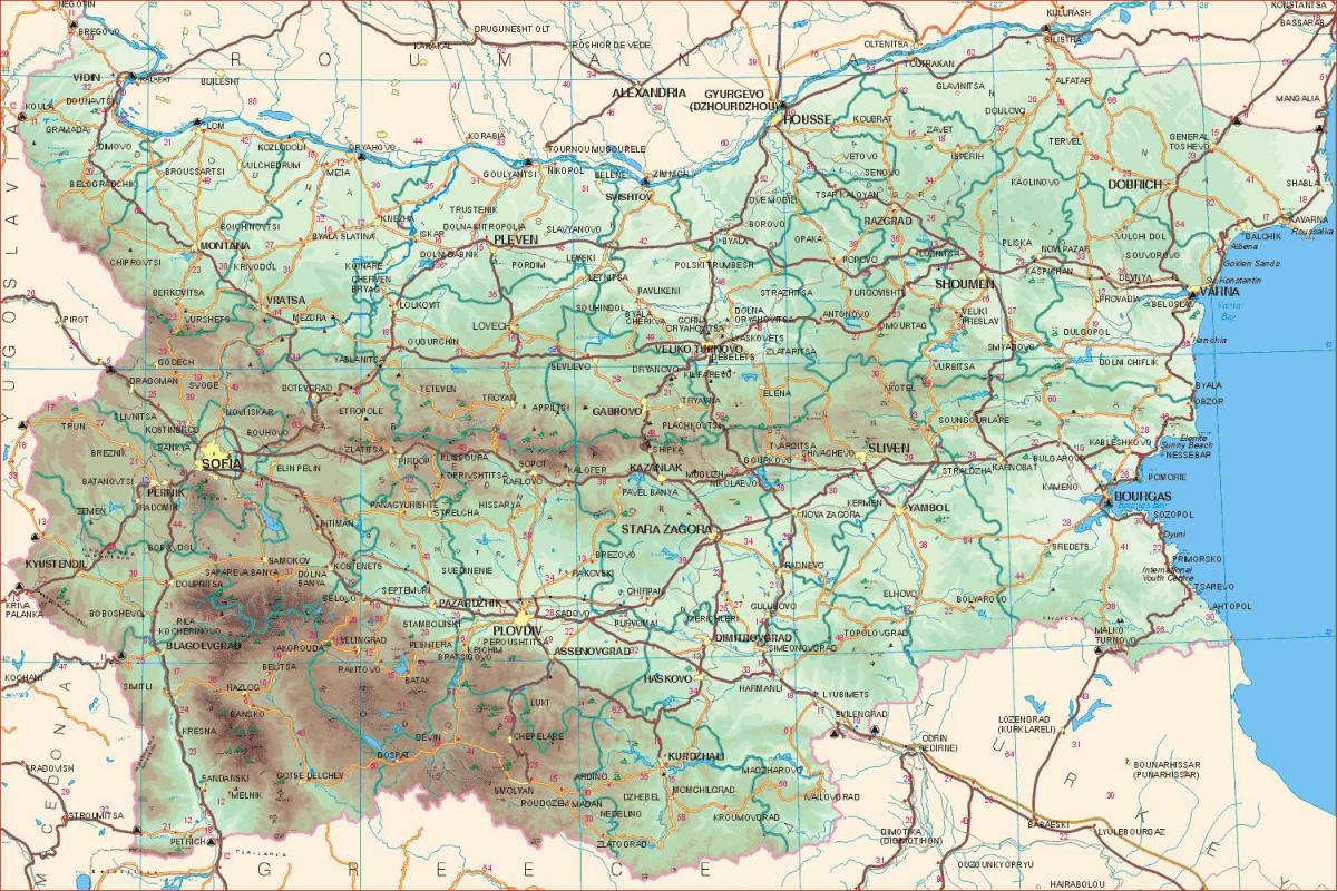 बुल्गारिया की सड़कों का नक्शा