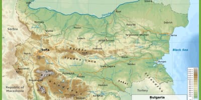 बुल्गारिया स्थलाकृतिक नक्शा